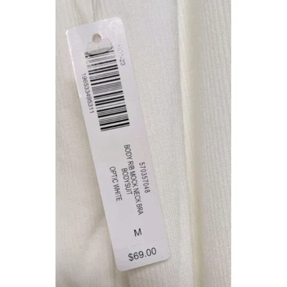 NWT~SOMA White Ribbed Mock Neck Bodysuit w/ Built-In Bra Medium $69.95 - Picture 10 of 10